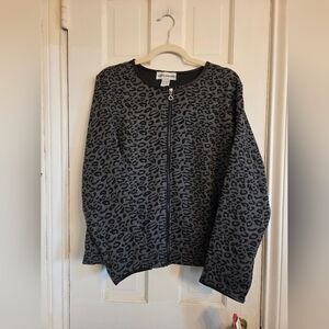 Cathy Daniels Gray Leopard Bomber Jacket